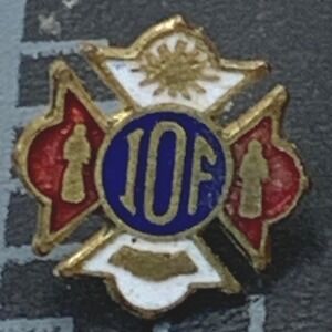 Independent Order‎ of Foresters IOF Enamel Lapel Pin Gold Tone Blue White Red